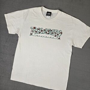 Thrasher Skateboard Magazine T-Shirt Mens Medium Crew Neck Rose Logo Skater‎